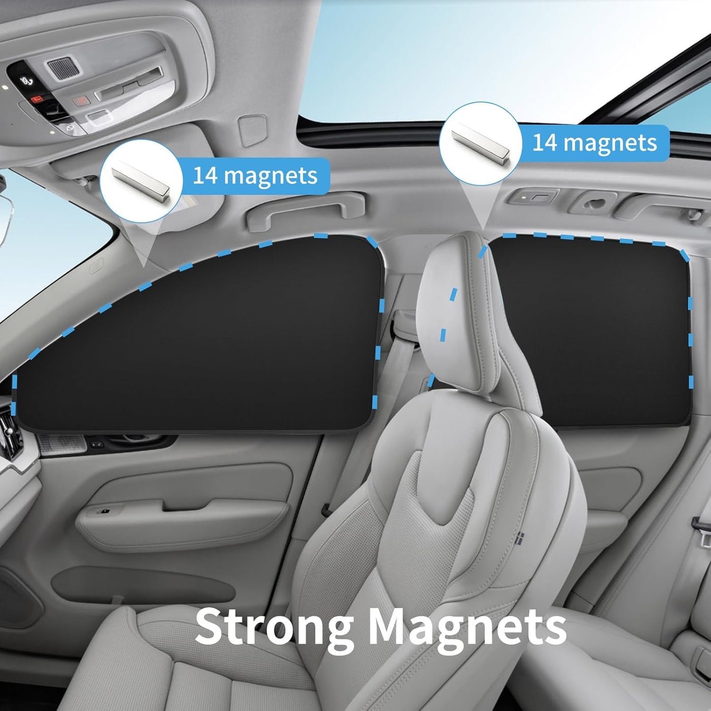 Car Window Sun Shades Curtains - Magnetic Privacy Curtains Side Window Sun Shades 100% Block Light Car Window Covers with Cooler Feeling 4Pcs, Thicken(Thickset, 4pcs)