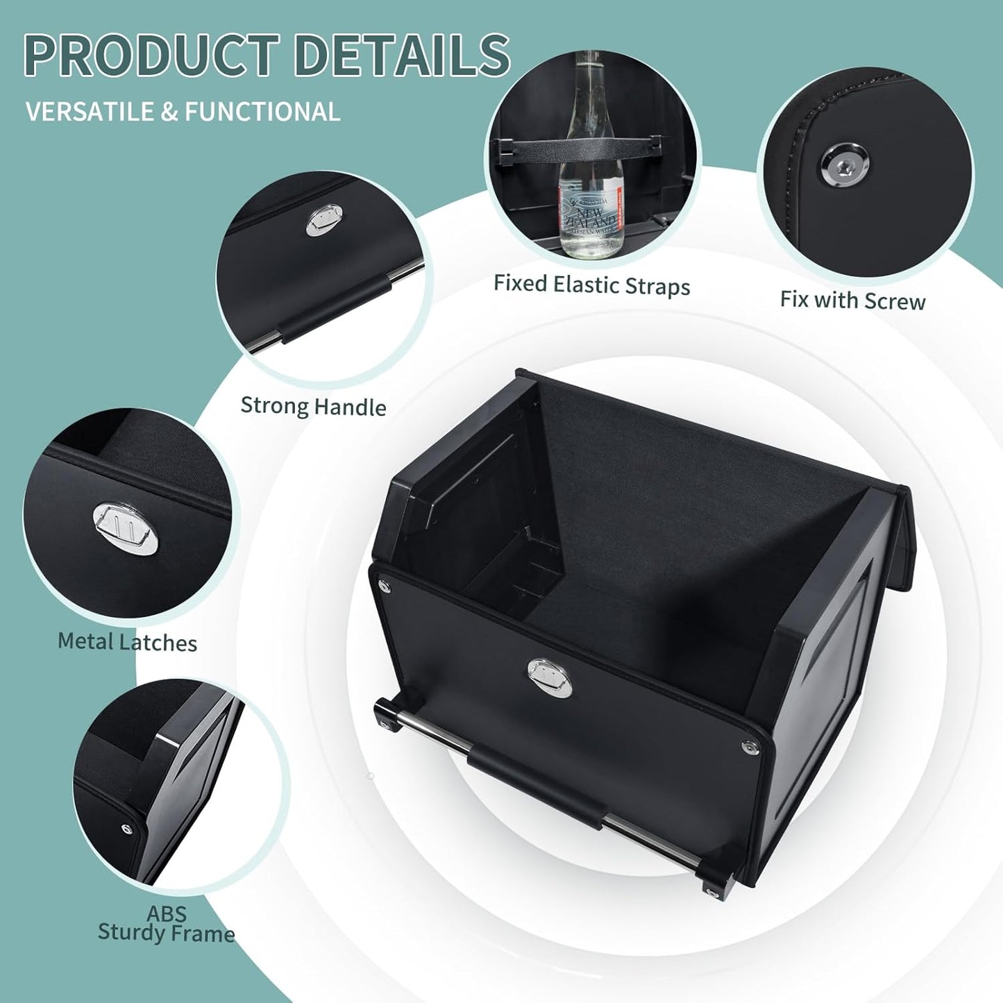 XCF Car Trunk Organizer, Leather Trunk Organizer for SUV with Lid and Sturdy Handle Car Storage Organizer (Black, 20.47 x 11.42 x 12.2in)