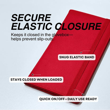 LINTRU Car Insurance and Registration Card Holder, Fits Folded Registration Papers, Double-Stitched Rigid Backing, Secure Elastic Closure, Vehicle Document Organizer, Car Accessories for Men & Women