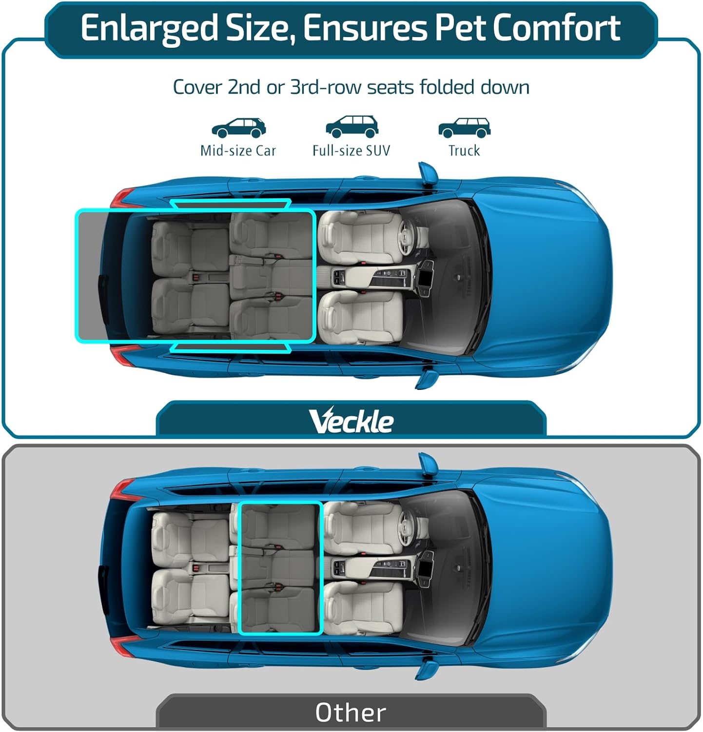 Veckle SUV Cargo Liner for Dogs with Side Flaps, Large (54" x 93") Water Resistant Trunk Cover, Non-Slip Pet Area Protector with Bumper Flap, Universal Fit for SUVs Sedans Vans, Khaki