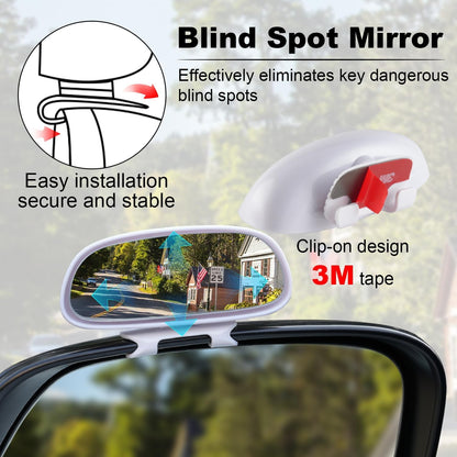 LivTee 2PCS Round Blind Spot Mirror, HD Glass and ABS Housing Convex Wide Angle Rearview Mirror with Adjustable Stick for Universal Car, Black