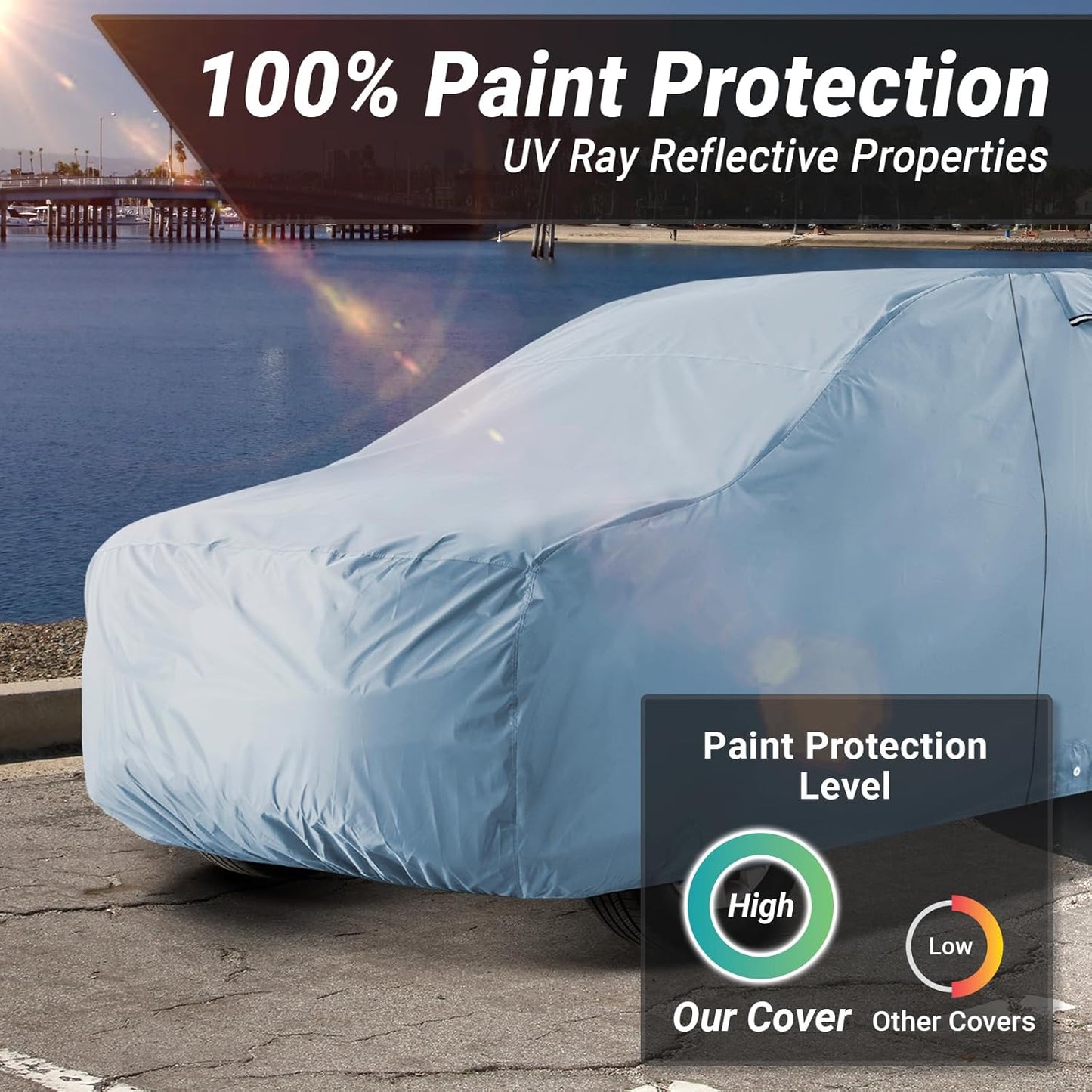 iCarCover 15-Layer Car Cover Waterproof All Weather | Premium Quality Car Covers for Automobiles, UV Protection, El Camino, Impala, Bel Air, Monte Carlo, Galaxie, Charger, Size C21 (See Size Chart) - Colors C