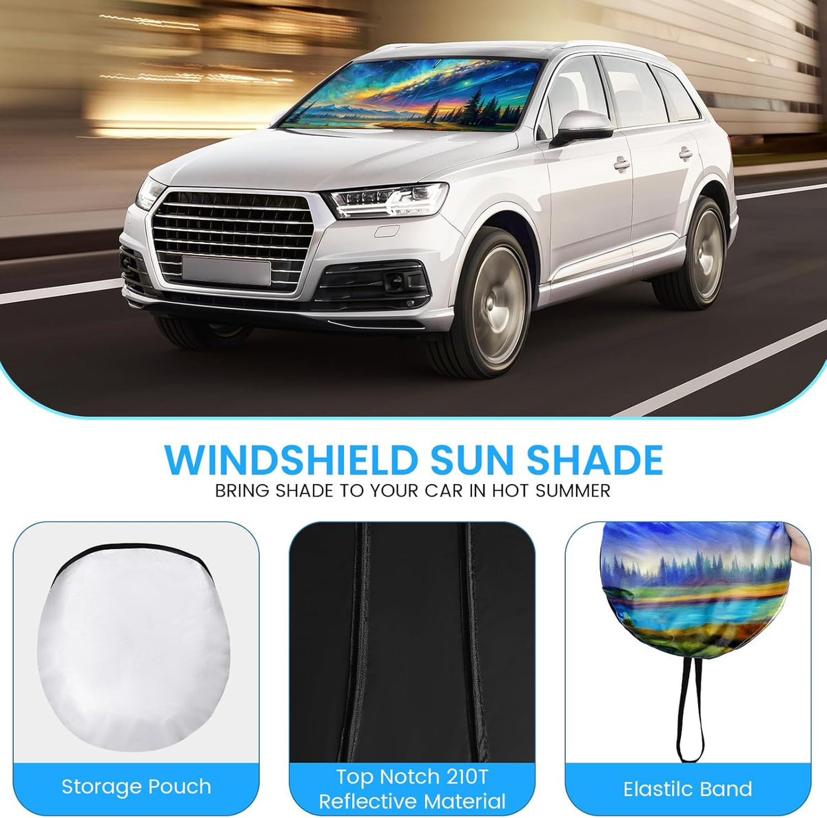 Windshield Sun Shade - Windshield Sun Shade Foldable Offers Ultimate Protection for Car Interior UV Protection Car