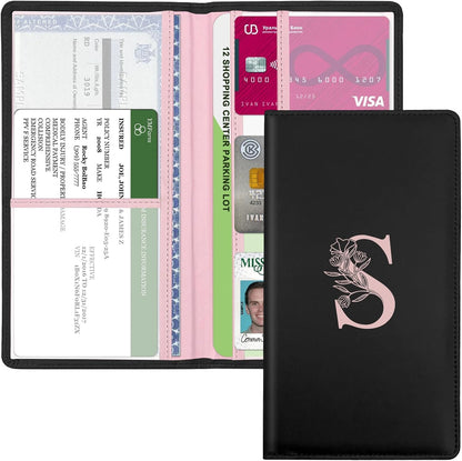 Letter Car Registration and Insurance Holder, with Magnetic Closure for License, Cards and Documents,Vehicle Glove Box Car Organizer, Interior Car Accessories for Women Men (M)