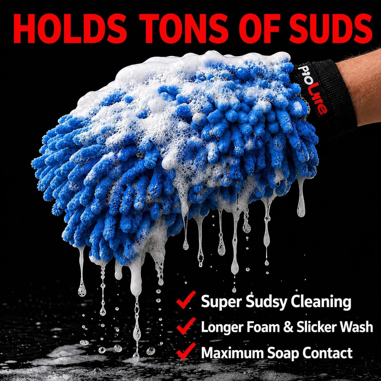 Microfiber Car Wash Mitt 2 Pack, Chenille Scratch-Free Wash Gloves, Ultra Soft, Highly Absorbent, 7.1” x 10.2”, Lint-Free, Reusable Auto Cleaning Mitt (Blue)