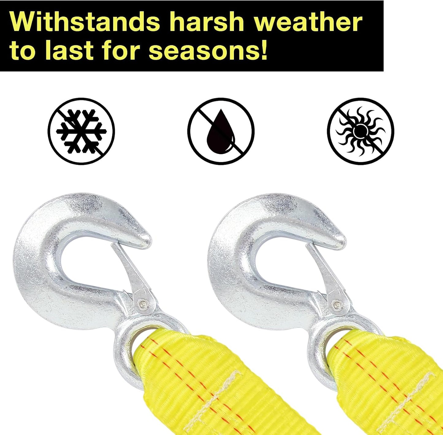 ATV Tow Strap with Hooks 20 ft,15000 lbs Towing Straps Heavy Duty with Hook 2 inch x 20 Foot Ropes for Trucks Vehicles Acessories,Cable for Truck Boat,Roadside Emergency Car Kit