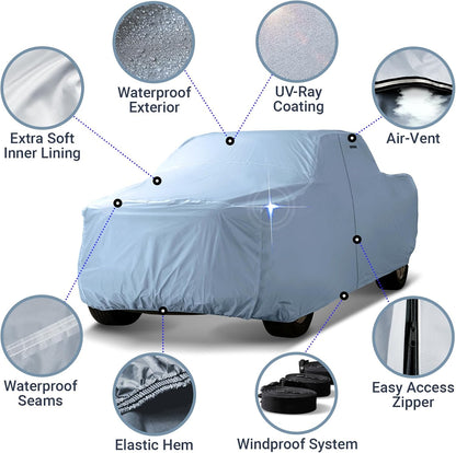 iCarCover 15-Layer Car Cover Waterproof All Weather | Premium Quality Car Covers for Automobiles, UV Protection, El Camino, Impala, Bel Air, Monte Carlo, Galaxie, Charger, Size C21 (See Size Chart) - Colors A
