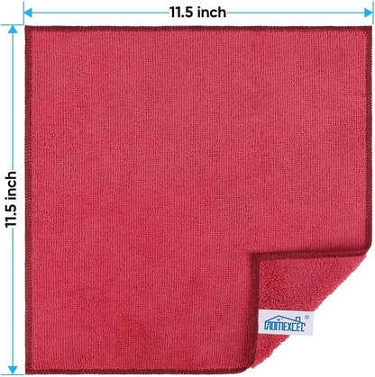 HOMEXCEL Microfiber Cleaning Cloth 210GSM, Pack of 12, Size:11.5" x 11.5", Ultra-Soft, High-Density Non-Abrasive Cleaning Towels for Cars, Glass, Kitchen, Reusable Rags, Blue/Green/Yellow/Pink