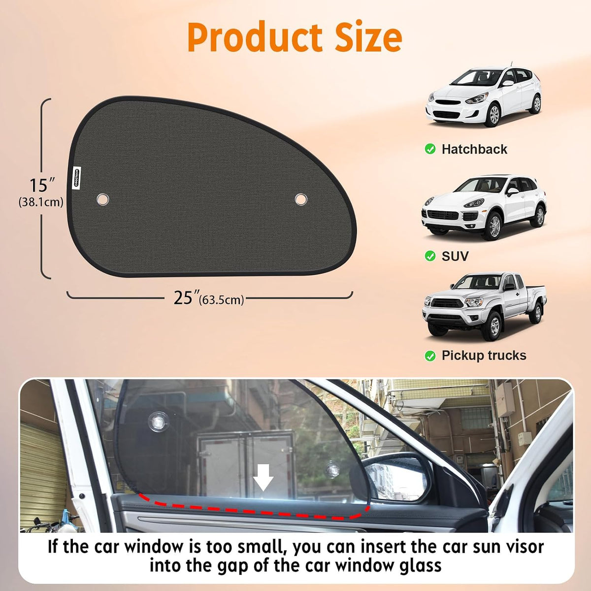 2026 New Upgrade Car Window Shades for Side Window 25"X15"(2 Pack),Car Window Shade for Baby Suction Cup,Sun Shade Side Window Can Blocks 99.98% UVR