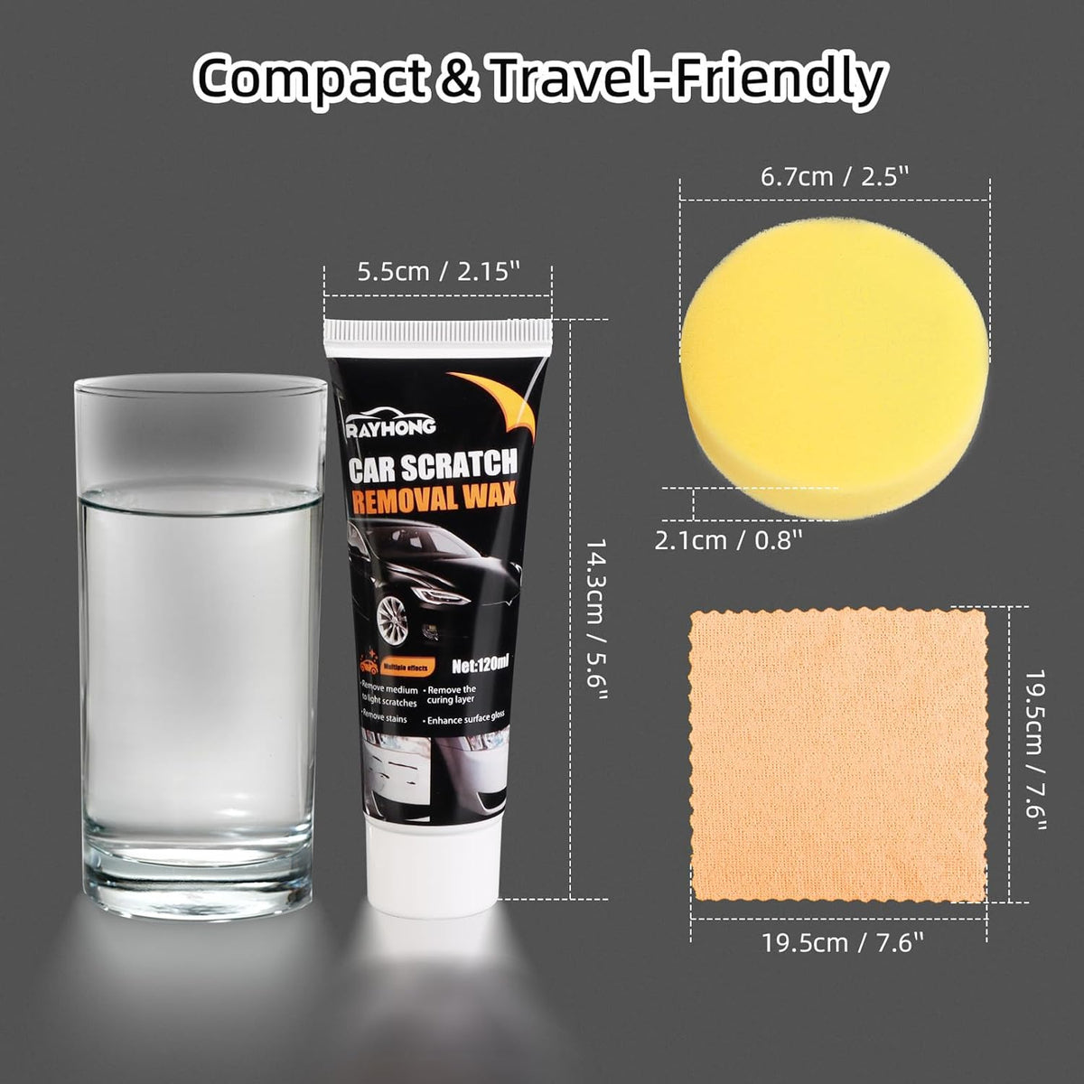 2026 Upgraded Scratch Remover for Vehicles, 2PCS Car Scratch Remover with Wipe and Sponge, Car Scratch Repair Kit for Deep Scratches, Easy to Use and Effective for Car Paint Polishing & Repair (1)