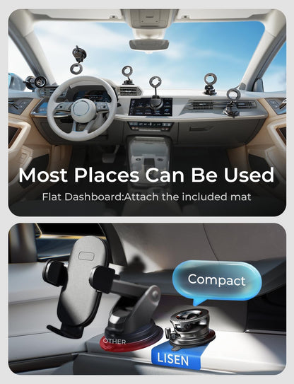 LISEN for Magsafe Car Mount, Magnetic Phone Holders for Your Car Vacuum, Phone Mount for Car Accessories for Women Men Jeep BMW, Suction Phone Holder Gifts Kits, for iPhone 17 Pro Max 16 15 14 13 12