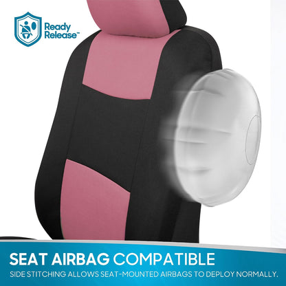 BDK PolyPro Car Seat Covers Full Set in Charcoal on Black – Front and Rear Split Bench for Cars, Easy to Install Cover Set, Accessories Auto Trucks Van SUV