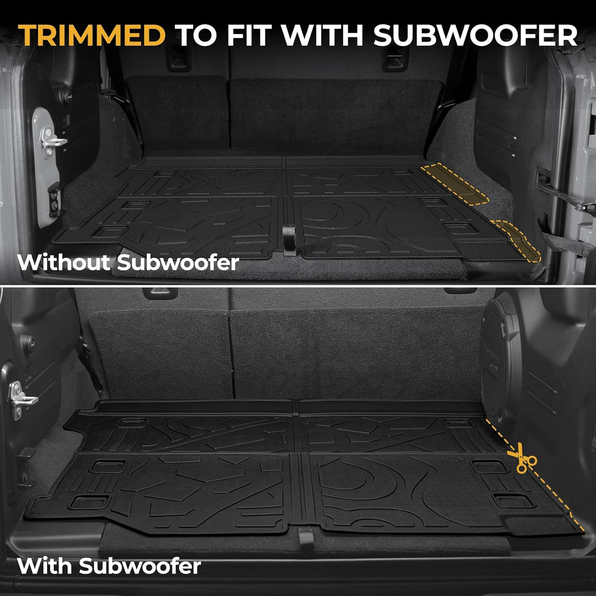 Floor Mats for Jeep Cherokee 2019-2023, All Weather Floor Mats Trunk Cargo Liner with Backrest Protectors and Door Sill Guards Accessories, Full Coverage Set