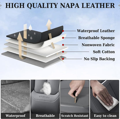Coverado Seat Covers Full Set, Black Seat Covers for Cars 5 Seats, Car Seat Protector, Waterproof Nappa Leather Car Seat Cushion, Front and Rear Car Seat Cover Fit for Most Sedans SUV Pick-up Truck - Colors B