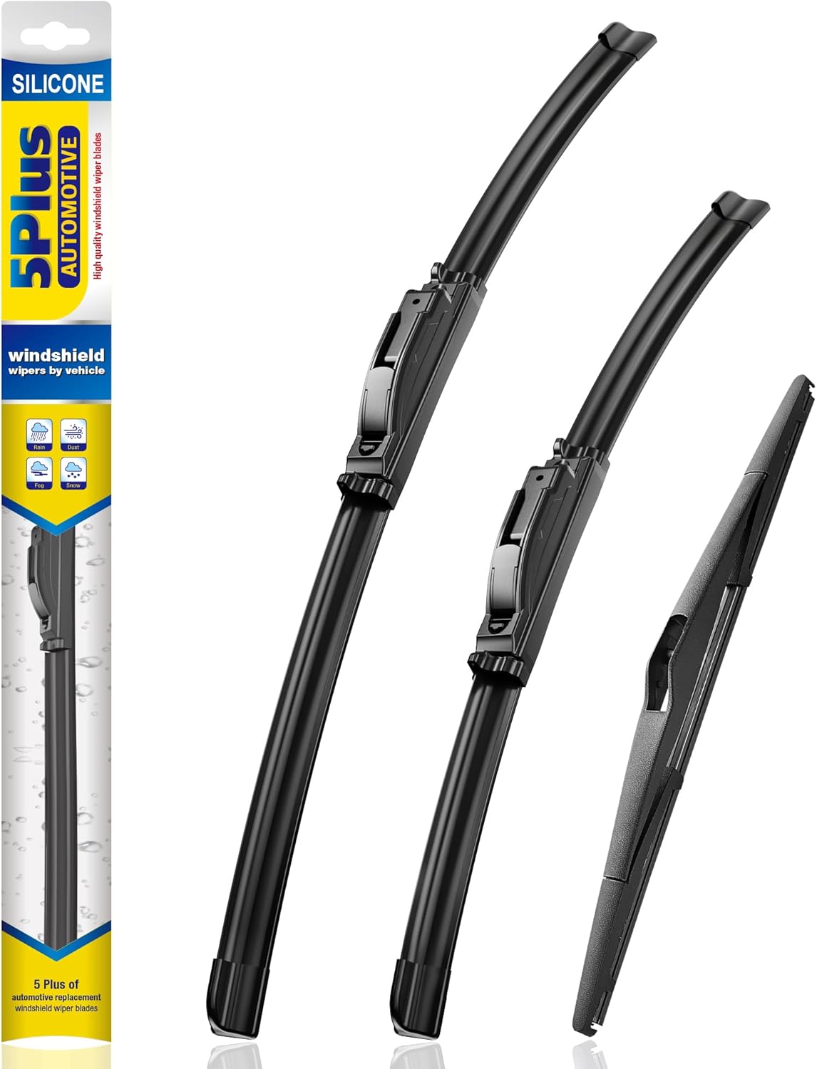 5 PLUS® Silicone Windshield Wipers Replacement for 2007-2014 Ford edge, 2007-2015 Lincoln MKX Wiper Blades(Set of 3),Automotive Replacement Windshield Wiper Blades For My Car-26"/20"/14" - Colors B