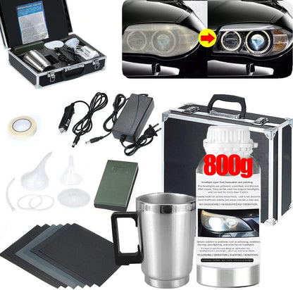 Car Headlight Restoration Kit, Auto Headlight Lens Polish Repair Kit Atomizing Cup Headlight Vapor Renovation Tool with 200ml Liquid for Repair of Scratch,Yellowed, Haze, Oxidized, Cracked Headlights