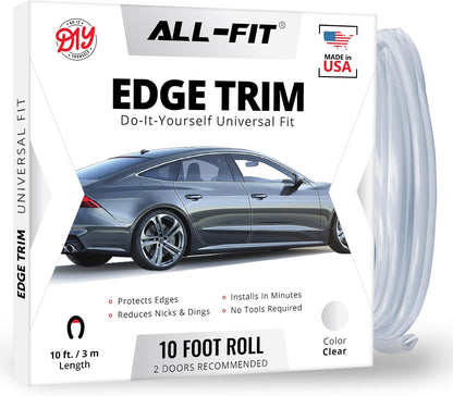 All-Fit Automotive Car Door Edge Protector – Universal DIY Edge Trim to Prevent Scratches & Dings – Flexible Adhesive Molding Trim for Cars, Trucks & SUVs (10 Ft - Black)