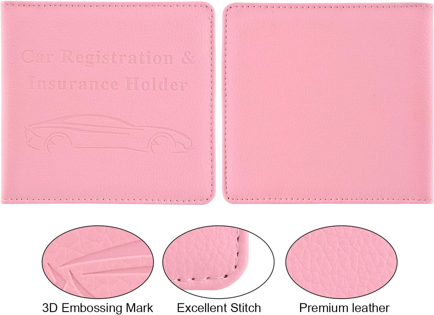 Car Registration and Insurance Holder, Car Accessories Vehicle Glove Box Car Organizer Women Wallet Case for Cards, Essential Document, Driver License by Cacturism, Pink | for Cards