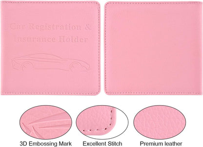 Car Registration and Insurance Holder, Car Accessories Vehicle Glove Box Car Organizer Women Wallet Case for Cards, Essential Document, Driver License by Cacturism, Pink | for Cards