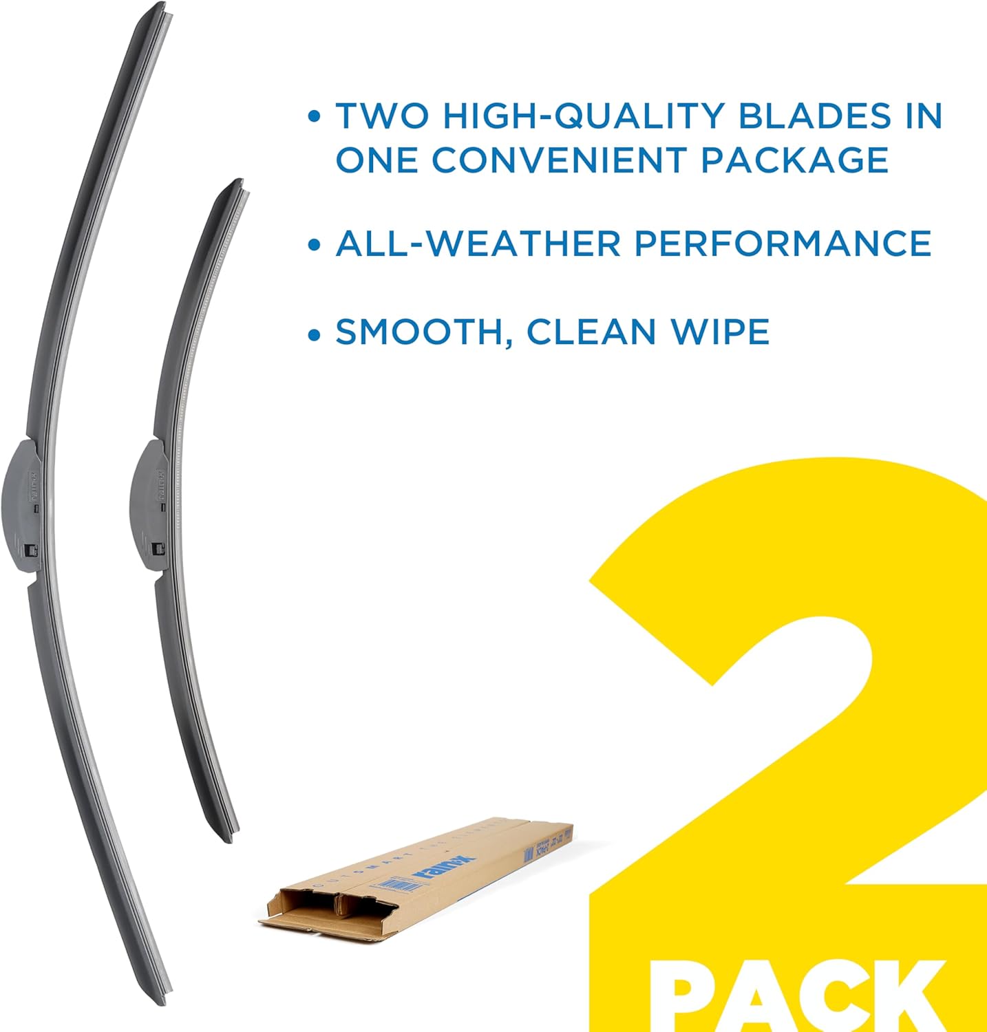 Rain-X 810332 Total Clear Beam Wiper Blades 26" & 18" Windshield Wipers for All-Weather Performance, Rubber Squeegee for Smooth Clean Wipe & Quiet Operation - 2 Pack Value