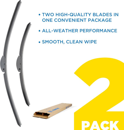 Rain-X 810332 Total Clear Beam Wiper Blades 26" & 18" Windshield Wipers for All-Weather Performance, Rubber Squeegee for Smooth Clean Wipe & Quiet Operation - 2 Pack Value