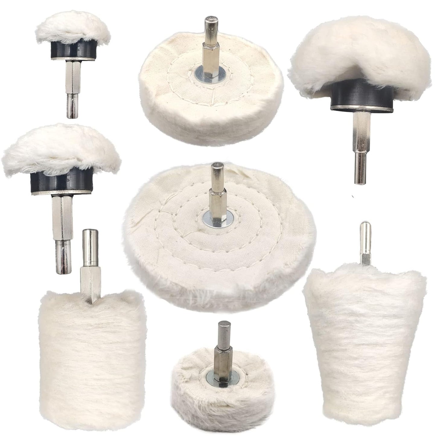 6 pcs Buffing Wheel for Drill,Buffing Pad Polishing Wheel Kits,Wheel Shaped Polishing Tool for Metal Aluminum,Stainless Steel,Chrome,Jewelry,Wood,Plastic,Ceramic,Glass,etc
