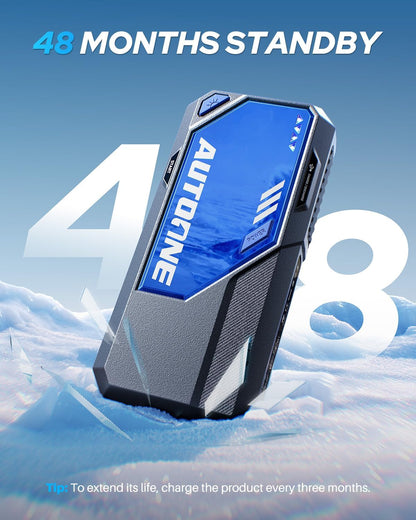 AUTOONE 6000A Car Battery Jump Starter Up to All Gas & 12L Diesel Engine, Car Battery Jumper Starter Portable 12V Jump Box with USB Output, Storage Case, LED Flashlight