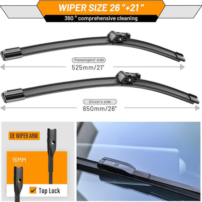 AUTOBOO 26"+19" Windshield Wipers Replacement for Tesla Model 3 2017 2018 2019 2020 2021 2022 2023 2024 2025 Model Y 2020 2021 2022 2023-2025 -Original Factory Quality (Pack of 2) - Colors A
