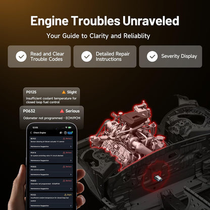 TOPDON Carpal OBD2 Scanner Bluetooth - Scanner for Car, AI-Assisted All System Diagnostic Tool for iOS & Android, Vehicle Health Check, 6 Maintenance Services, Smog Check, Repair Guide