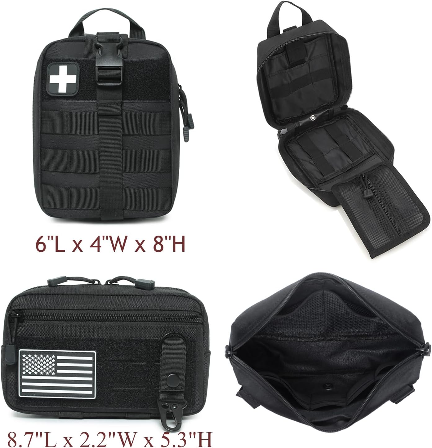6 Pack Tactical Molle Car Seat Back Organizer - Tactical Vehicle Panel Organizer with 5 Detachable Molle Pouch,US Flag Patch and Keychain,Great Trunk Accessories for Man