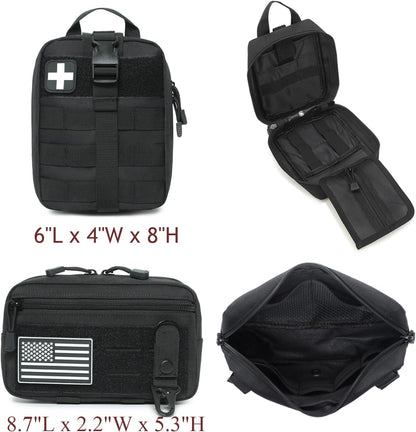 6 Pack Tactical Molle Car Seat Back Organizer - Tactical Vehicle Panel Organizer with 5 Detachable Molle Pouch,US Flag Patch and Keychain,Great Trunk Accessories for Man