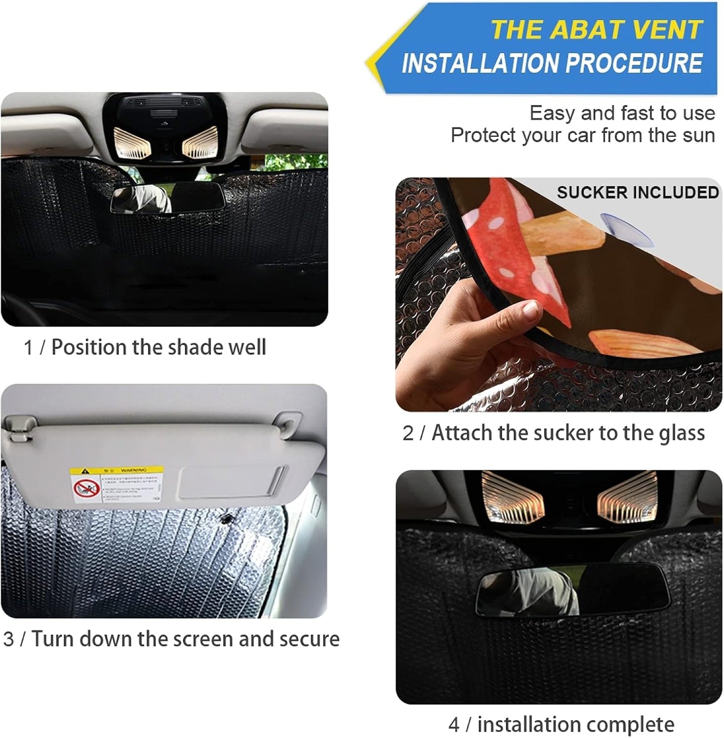 Black Leopard Car Windshield Sun Shade Animal Skin Print Foldable UV Ray Sun Visor Protector Sunshade to Keep Your Vehicle Cool (51" x 27.6")