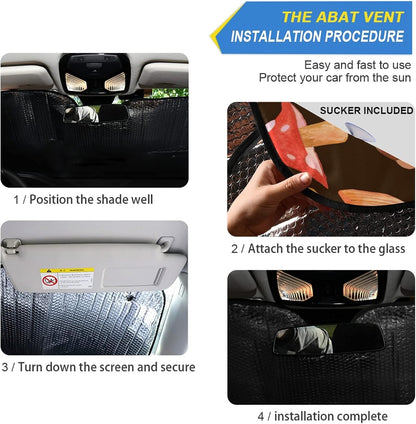 Black Leopard Car Windshield Sun Shade Animal Skin Print Foldable UV Ray Sun Visor Protector Sunshade to Keep Your Vehicle Cool (51" x 27.6")