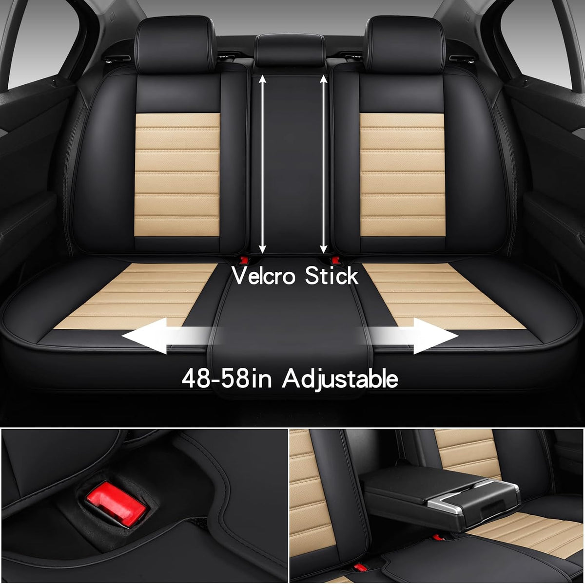 MINGBRON Car Seat Cover Full Set, Leather Car Seat Cover, Waterproof Seat Covers, Car Seat Cushion, Nappa Leather Seat Covers Car Seat Protector Universal Fit Most Cars Black