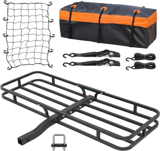 WEIZE 54" x 34" Heavy Duty Roof Rack Basket, 200LBS Universal Rooftop Cargo Basket with Waterproof Bag, Cargo Net & Tie Down Straps, Steel Luggage Holder for Car SUV Truck
