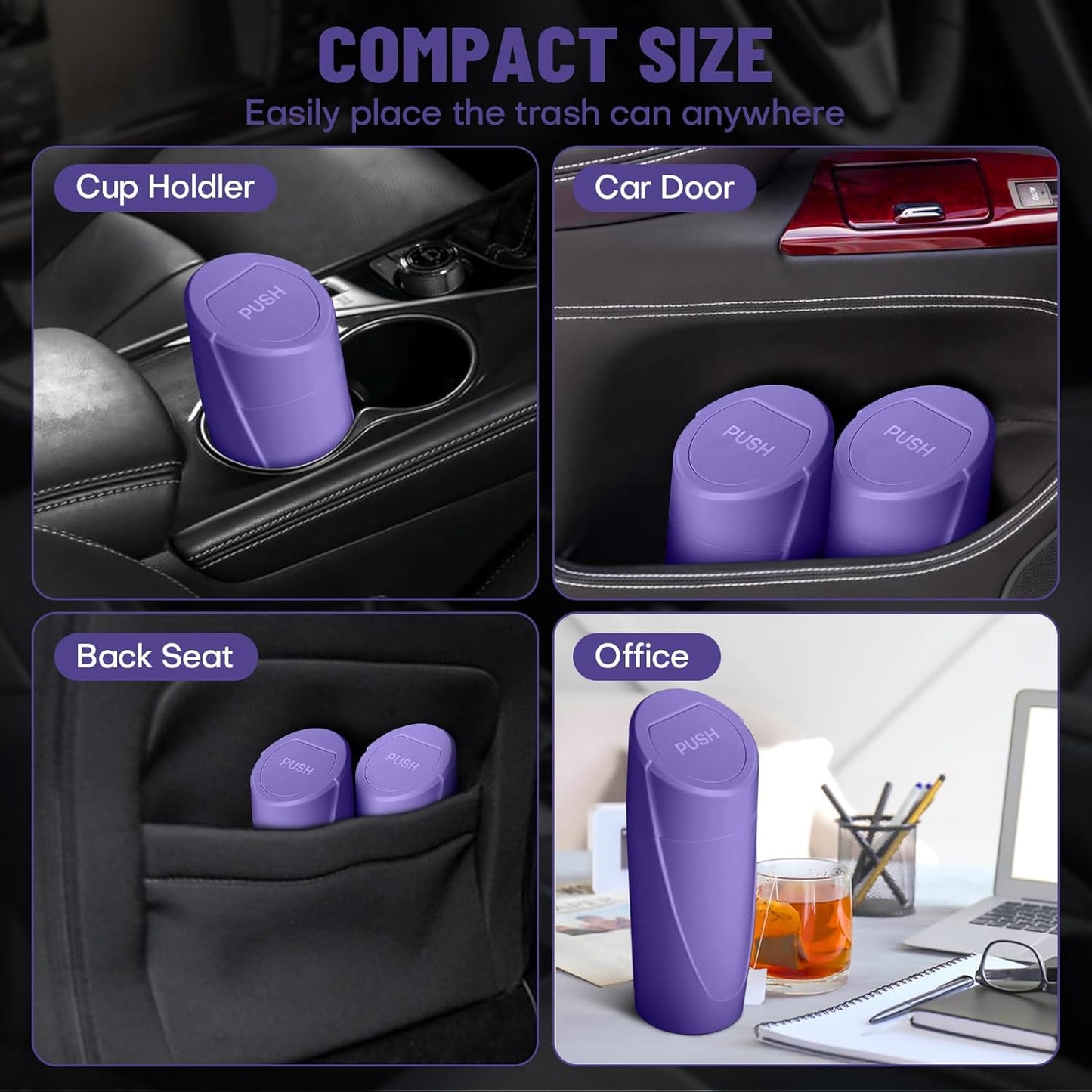 Car Trash Can Bin with Lid - Car Garbage Can Cup Holder - Pink Mini Leakproof Vehicle Garbage Bin with 20pcs Trash Bags - Automobile Organizers and Storage for Front Back Seat Accessories