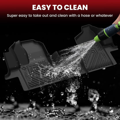 LASFIT Floor Mats for Ford F-150 2021-2026 | F150 Lightning 2022-2025 SuperCrew (Rear w/Fold Flat Storage) Carpet Floor All Weather Car Liners TPE Truck Mats - 1st and 2nd Row, 3pcs Black