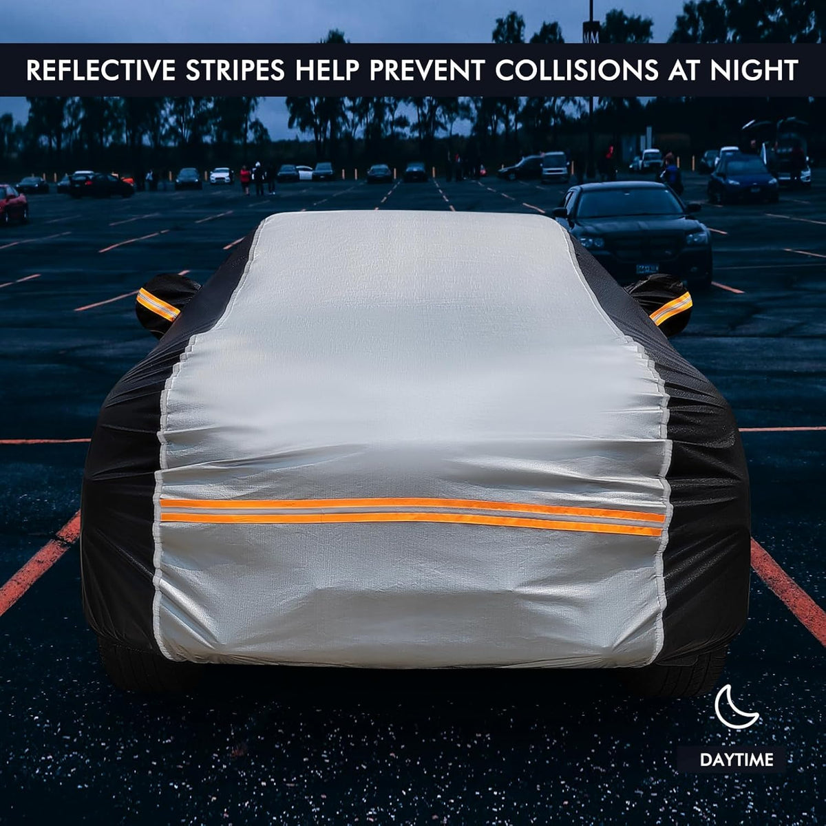 6 Layers Car Cover Waterproof All Weather Car Cover Waterproof All Weather, Outdoor Full Exterior Cover Rain Sun UV Snowproof Protection with Zipper Cotton for SUV (185-190inch)