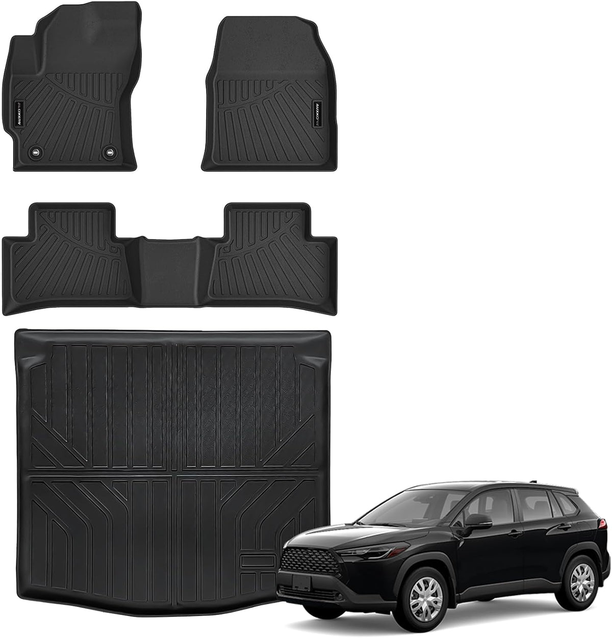 All Weather Floor Mat Fit for Toyota Corolla(Include Hybrid Exclude Hatchback) 2026 2025-2020 TPE Rubber Liners Corolla Accessories All Season Guard Odorless Anti-Slip Liner Black
