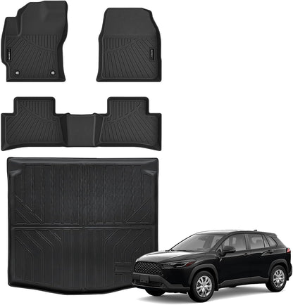 All Weather Floor Mat Fit for Toyota Corolla(Include Hybrid Exclude Hatchback) 2026 2025-2020 TPE Rubber Liners Corolla Accessories All Season Guard Odorless Anti-Slip Liner Black
