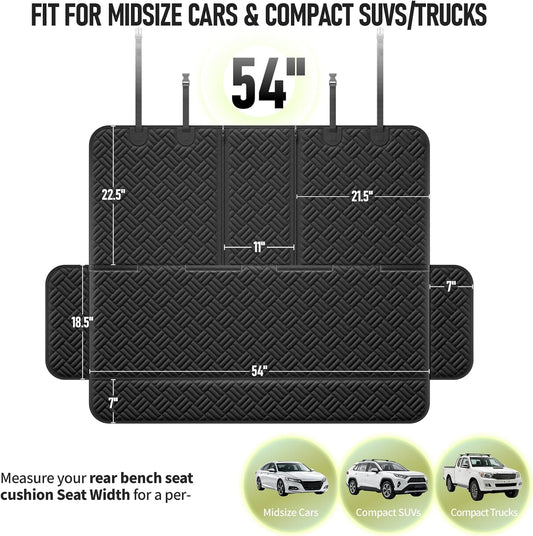 Dog Car Seat Cover for Back Seat, Waterproof 600D Oxford Protector for Travel and Daily Use, Non Slip Scratch Resistant Bench Cover, Easy to Clean, Fits Cars/SUVs/Trucks, 54 Inch
