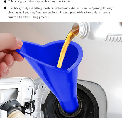 2PCS Oil Funnel, Flexible Multi-Function Automotive Oil Funnel, Spill-Proof Plastic Long Neck Engine Funnels Set for Gas Lubricants Water Diesel Fuel Kerosene, Car Accessories (Blue)