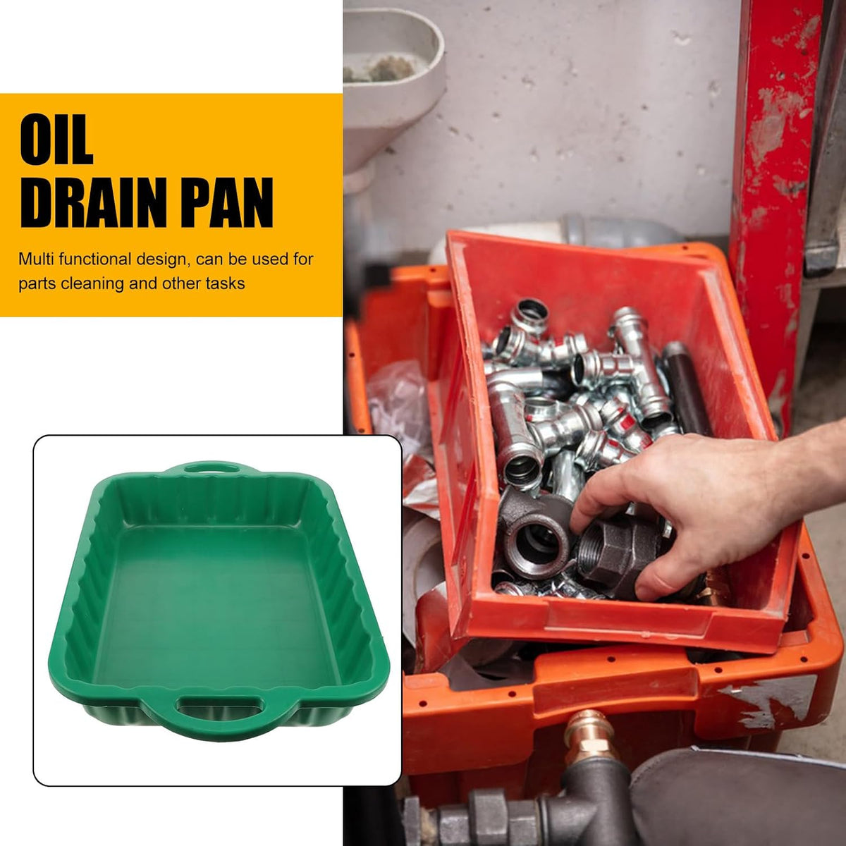 CALLARON 23.5" Oil Drain Pan for Car, Heavy Oil Change Collector Pan Leakproof, Plastic Large Transmission Drain Pan, Changing Oil Pans for Car Truck Engine, Transmission, Fluid Change(Green)