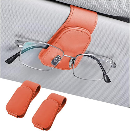 AICEL Sunglasses Holders for Car Sun Visor, Leather Eyeglasses Hanger Mounter, Magnetic Glasses Holder and Ticket Card Clip, Auto Interior Accessories Universal for SUV Pickup Truck