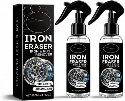 Iron Eraser Rust Remover Spray for Metal,Fast Iron Powder Remover Spray for Car Wheels, Paint & Metal Surfaces (2pcs)