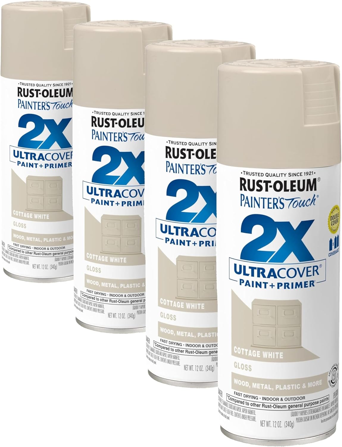 Rust-Oleum 334029 Painter's Touch 2X Ultra Cover Spray Paint, 12 oz, Gloss Clear - Colors F