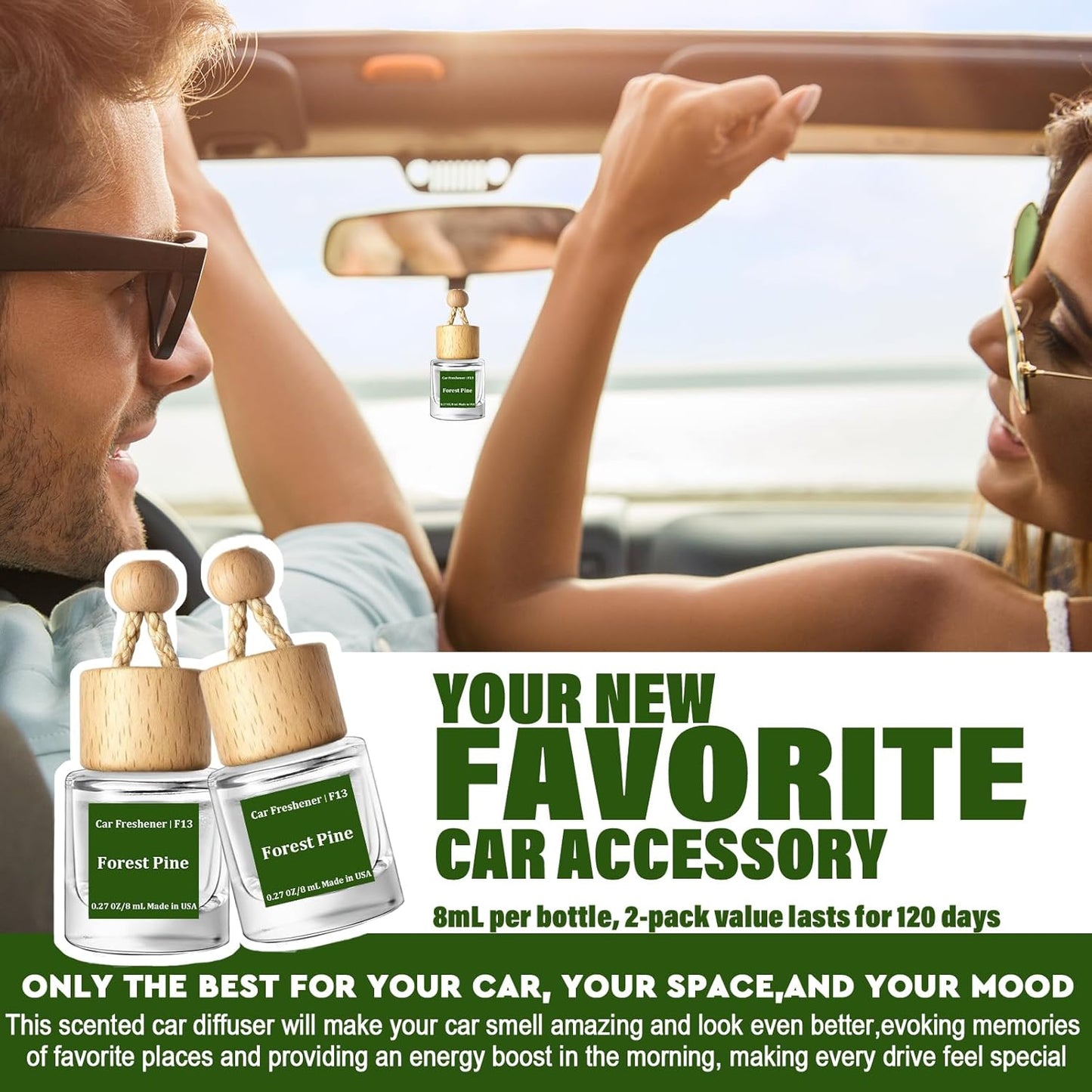 HoogaLife Car Air Freshener Diffuser 2 Pack Hanging Air Freshener Diffuser - Vanilla Cream Fragrance Oil Air D iffuser for Car, 45+ days Long Lasting Fragrance Made in USA C ar Air Fresheners (V54)