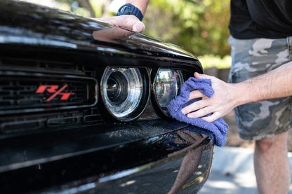 The Rag Company - Eagle Edgeless 500 (4-Pack) Professional Korean 70/30 Blend Super Plush Microfiber Detailing Towels, 500GSM, 16in x 16in, Blue