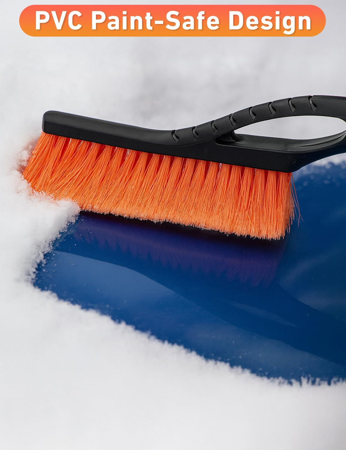EcoNour 27" Aluminum Ice Scrapers for Car Windshield | Car Snow Scraper Window and Snow Brush with Ergonomic Foam Grip Winter Accessories (Orange)