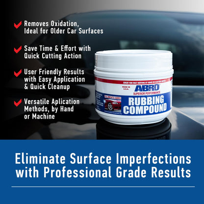 ABRO Polishing Compound 10 oz — Fine Cut Car Polish & Scratch Remover for Vehicles, Oxidized Paint, Swirl Marks, Scuffs, Dull Finish, Buffing & High-Gloss Auto Detailing